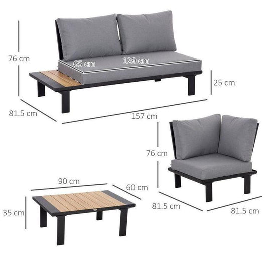 PCS Garden Furniture Conversation Set with Loveseat Table-Garden Furniture-AfiLiMa Essentials