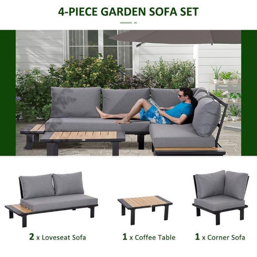 PCS Garden Furniture Conversation Set with Loveseat Table-Garden Furniture-AfiLiMa Essentials