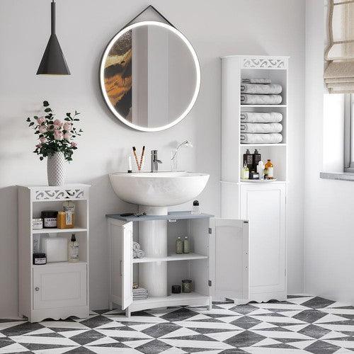 Pedestal Under Sink Cabinet, Bathroom Storage Vanity Unit, White-Sink Cabinet-AfiLiMa Essentials