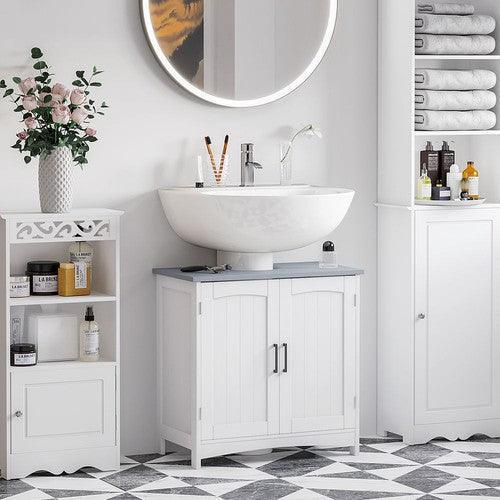 Pedestal Under Sink Cabinet, Bathroom Storage Vanity Unit, White-Sink Cabinet-AfiLiMa Essentials