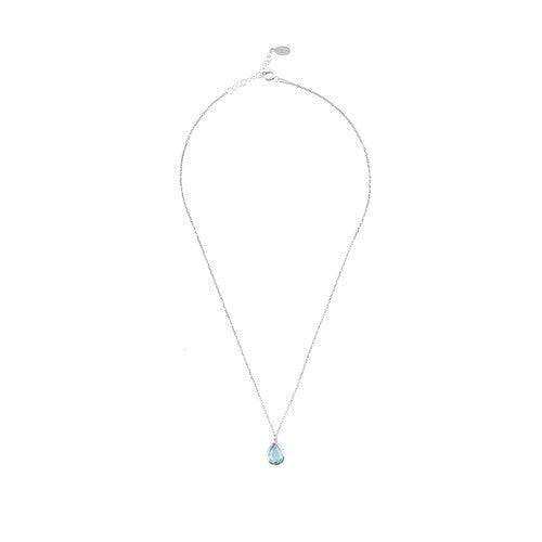 Pisa Mini Teardrop Necklace in Silver with Blue Topaz-Jewellery-AfiLiMa Essentials