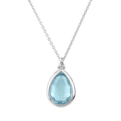 Pisa Mini Teardrop Necklace in Silver with Blue Topaz-Jewellery-AfiLiMa Essentials