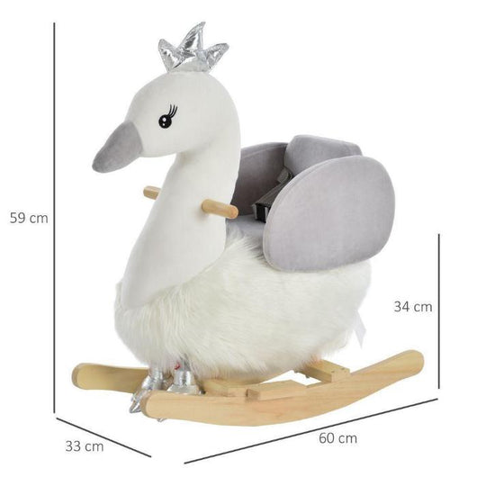 Plush Kids Ride-On Rocking Swan with Sound & Seat Belt-Toy-AfiLiMa Essentials