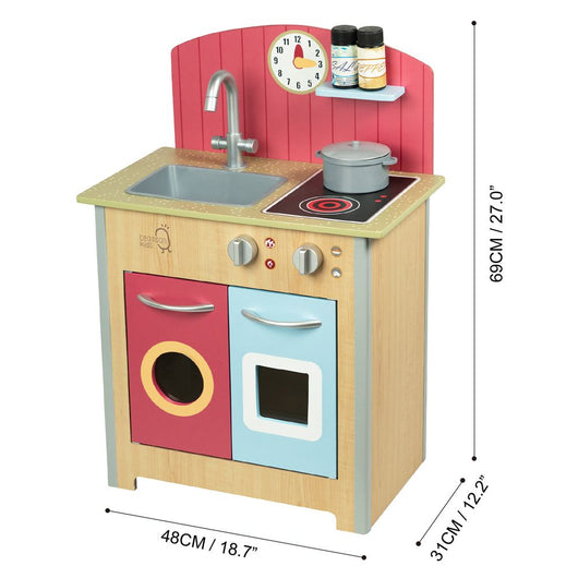 Porto Small Interactive Wooden Kitchen Playset & 4 Accessories-Kitchen Playset-Teamson Kids-AfiLiMa Essentials