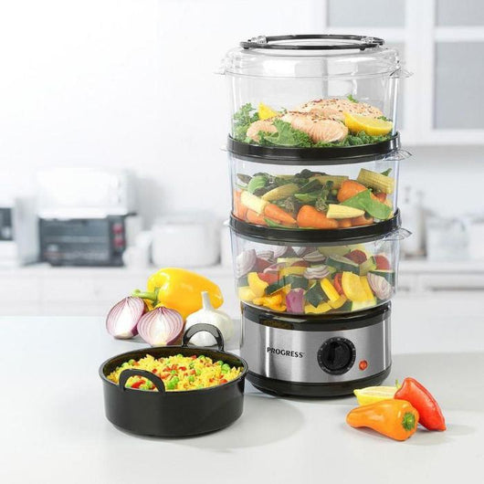 Progress Go Healthy Electric 3-tier Steamer and Rice Bowl-Steamer and Rice Bowl-AfiLiMa Essentials