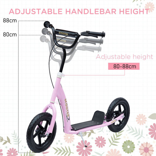 Push Scooter Teen Kids Stunt Bike Ride On with 12" EVA Tyres, Pink HOMCOM-HOMCOM-AfiLiMa Essentials