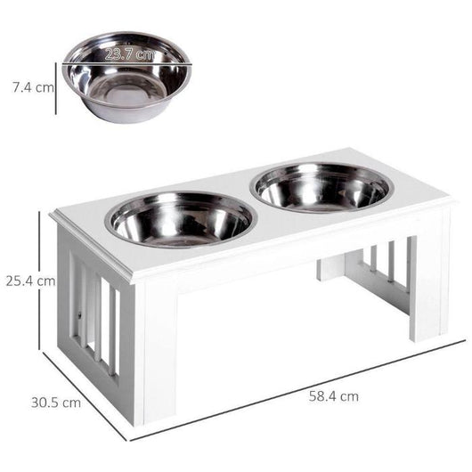 Raised Pet Feeder Elevated Double Stainless Steel Bowls Stand Water-Dog Bowl-AfiLiMa Essentials