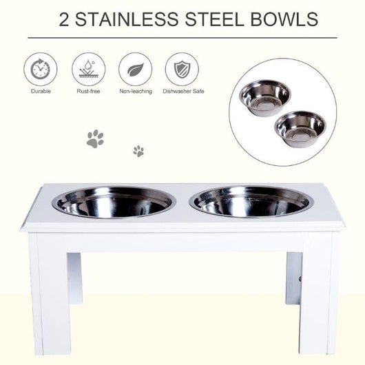 Raised Pet Feeder Elevated Double Stainless Steel Bowls Stand Water-Dog Bowl-AfiLiMa Essentials