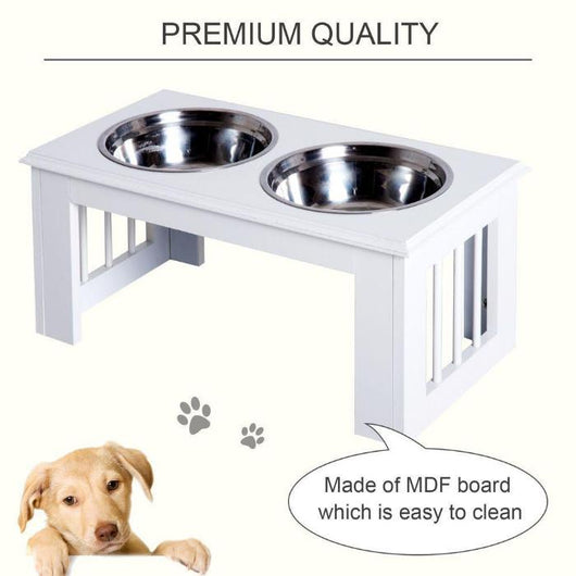 Raised Pet Feeder Elevated Double Stainless Steel Bowls Stand Water-Dog Bowl-AfiLiMa Essentials