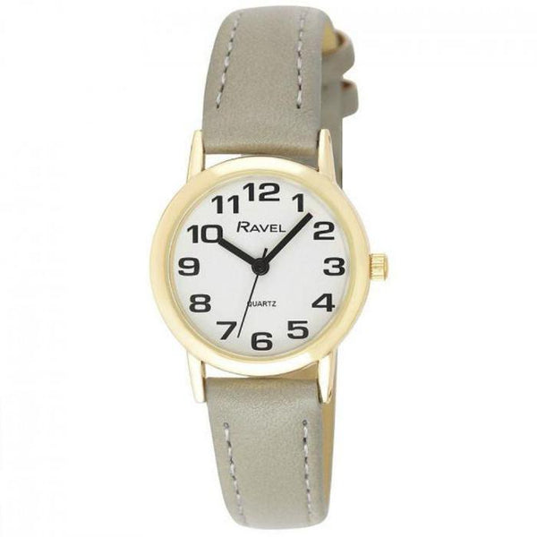 Ravel Ladies Basic White Dial Grey Leather Strap Watch-Watches-AfiLiMa Essentials