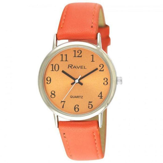 Ravel Ladies Classic Brights Leather Strap Watch Bright Orange-Watches-AfiLiMa Essentials