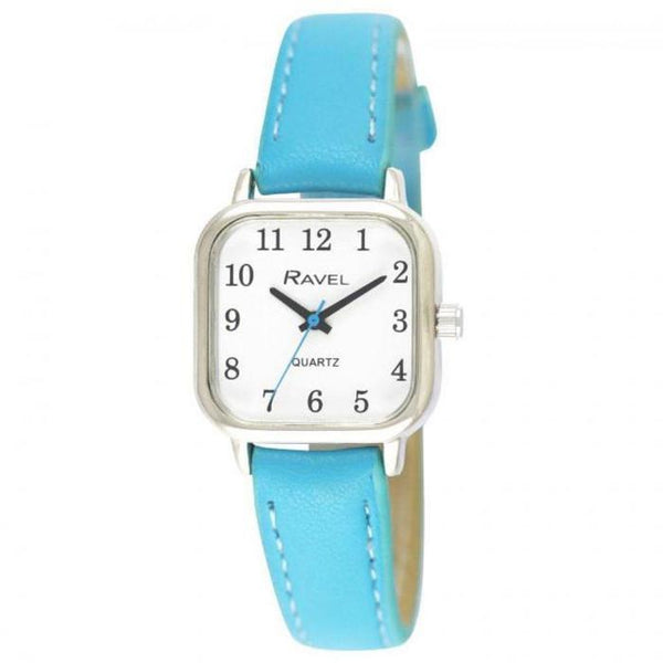 Ravel Ladies Cushion Shaped Brights Leather Strap Watch Bright Blue-Watches-AfiLiMa Essentials