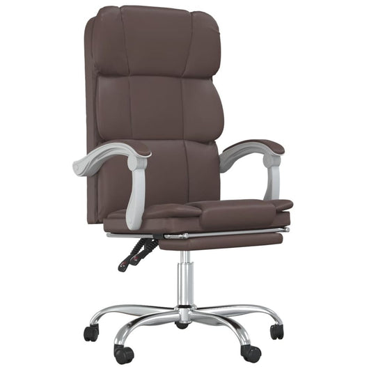Reclining Office Chair Brown Faux Leather-Office Chair-vidaXL-AfiLiMa Essentials
