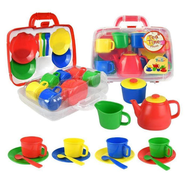 Red Portable Tea Set for Kids, Includes Carrying Case-Toy-AfiLiMa Essentials