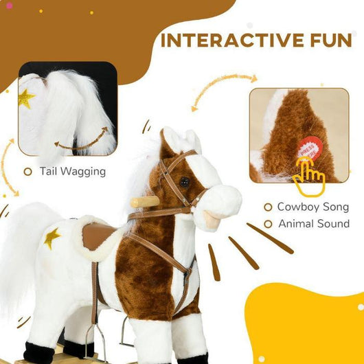 Rocking Horse with Music, Sound, Ride On Horse with Saddle for 3-6 Years-Rocking Horse-AfiLiMa Essentials