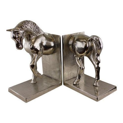 Silver Aluminium Horse Bookends-Books Ends-AfiLiMa Essentials