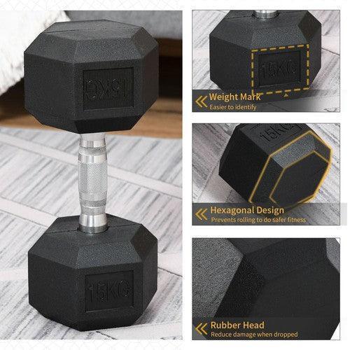 Single Rubber Hex Dumbbell - Home Gym Essential-Dumbebell-AfiLiMa Essentials