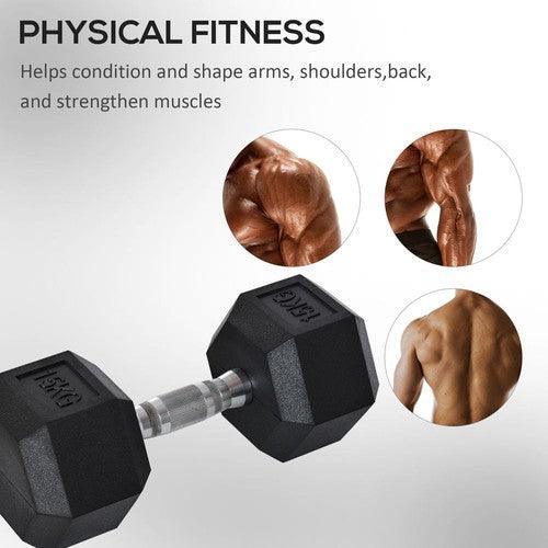 Single Rubber Hex Dumbbell - Home Gym Essential-Dumbebell-AfiLiMa Essentials