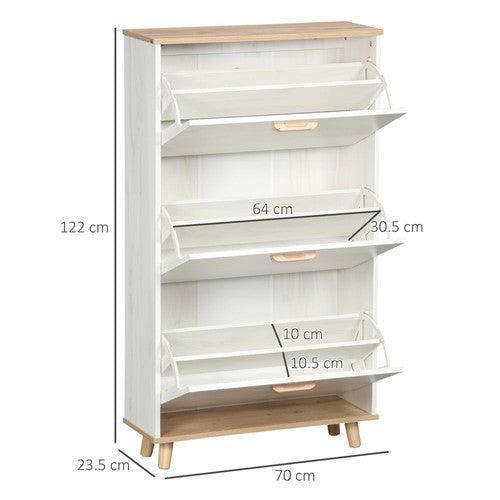 Slim Entryway Shoe Storage with 3 Flip Drawers-Storage Cabinet-AfiLiMa Essentials