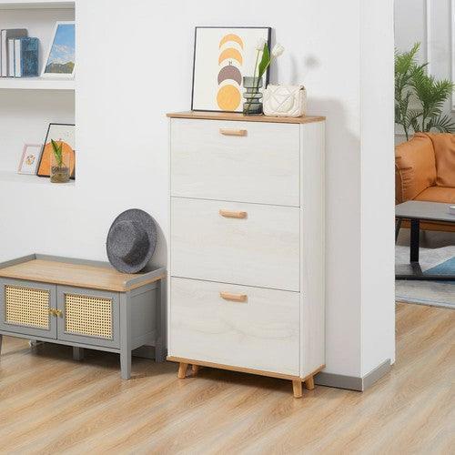 Slim Entryway Shoe Storage with 3 Flip Drawers-Storage Cabinet-AfiLiMa Essentials