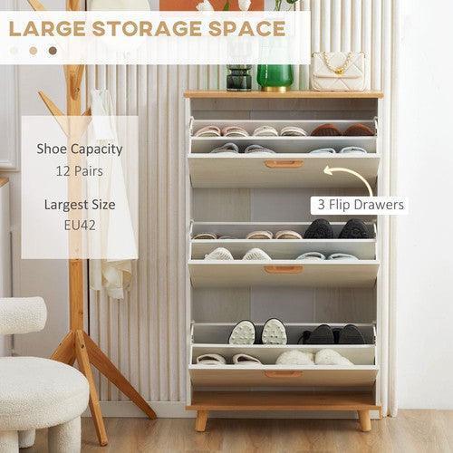 Slim Shoe Storage Cabinet with 3 Flip Drawers for Entryway Hallway-Storage Cabinet-AfiLiMa Essentials