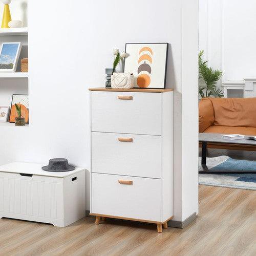 Slim Shoe Storage Cabinet with 3 Flip Drawers for Entryway Hallway-Storage Cabinet-AfiLiMa Essentials