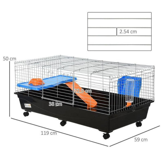 Small Pets Cage for Rabbit Ferret Guinea Pig with Food Dish Black-Small Animal Gage-AfiLiMa Essentials