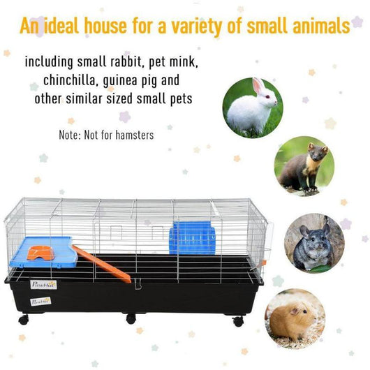 Small Pets Cage for Rabbit Ferret Guinea Pig with Food Dish Black-Small Animal Gage-AfiLiMa Essentials