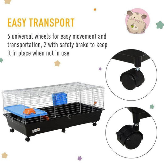 Small Pets Cage for Rabbit Ferret Guinea Pig with Food Dish Black-Small Animal Gage-AfiLiMa Essentials