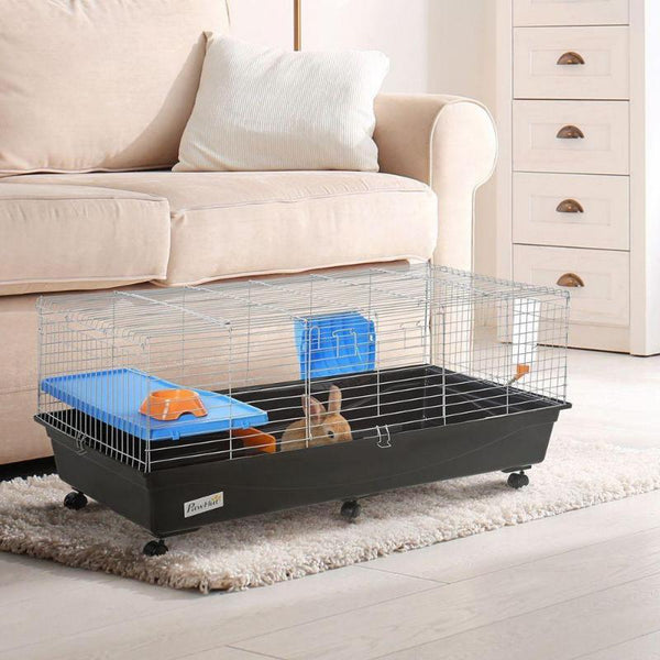 Small Pets Cage for Rabbit Ferret Guinea Pig with Food Dish Black-Small Animal Gage-AfiLiMa Essentials