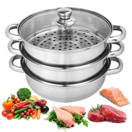 Stainless Steel Tree Tier Steamer for Healthy Cooking-Steamer and Rice Bowl-AfiLiMa Essentials