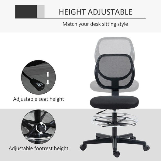 Tall Office Chair with Adjustable Footrest Ring-Office Chair-AfiLiMa Essentials