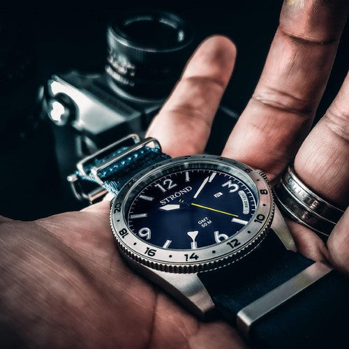 The all 316 grade stainless with blue dial 24h GMT watch-Watches-STROND-AfiLiMa Essentials