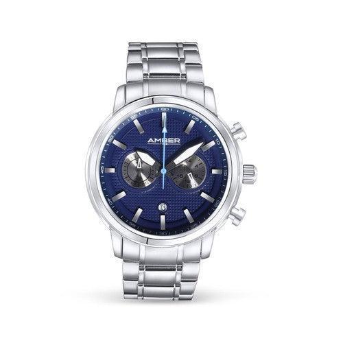 Time Men's Quartz Chronograph Watch Stainless Steel Band-Blue-Watches-AfiLiMa Essentials