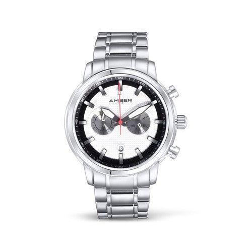 Time Men's Quartz Chronograph Watch Stainless Steel Band-White-Watches-AfiLiMa Essentials