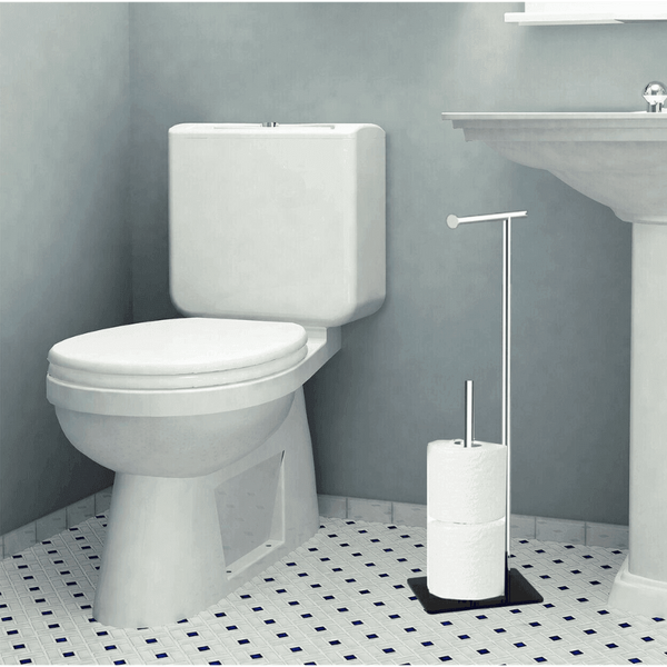 Toilet Roll Holder and Storage with Glass Base-Toilet Roll Holder-AfiLiMa Essentials