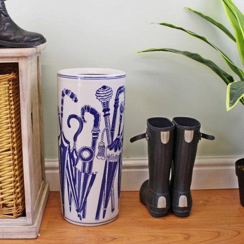 Umbrella Stand, Vintage Blue & White Umbrellas Design-Umbrella Stand-AfiLiMa Essentials