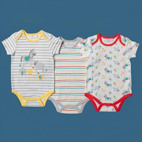 Unisex Farmyard Design 3 Pack Bodysuits-Bodysuit vest-AfiLiMa Essentials