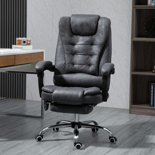 Vintage High Back Heated Massage Office Chair w/ 6 Vibration Points, Dark Grey-Office Chair-Vinsetto-AfiLiMa Essentials