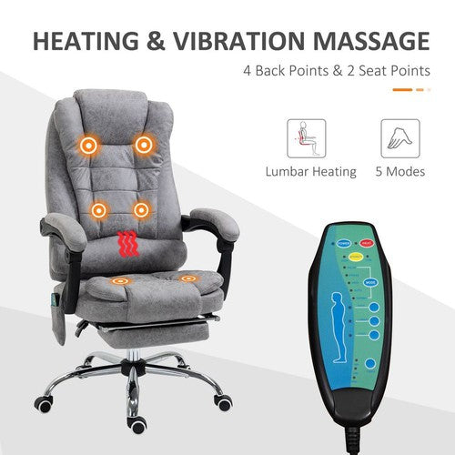 Vintage High Back Heated Massage Office Chair w/ 6 Vibration Points, Grey-Office Chair-Vinsetto-AfiLiMa Essentials