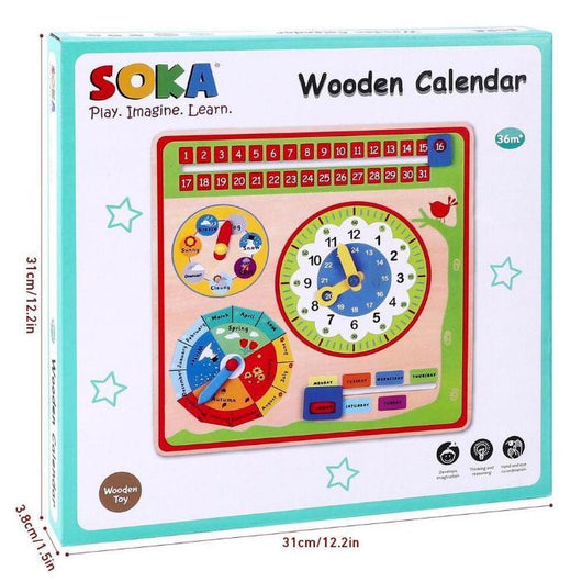 Wall-Mounted Magnetic Wooden Calendar and Weather Board, Toy-Toy-AfiLiMa Essentials