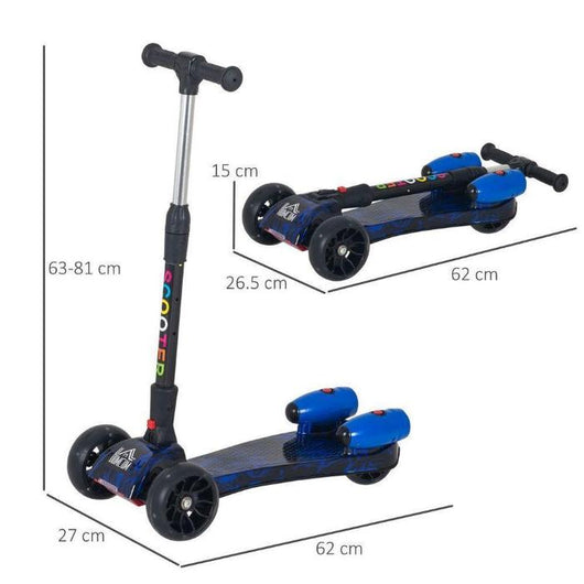 Wheel Scooter Light Music Water Spray Rechargeable 3-6 Yrs Blue-Toy-AfiLiMa Essentials