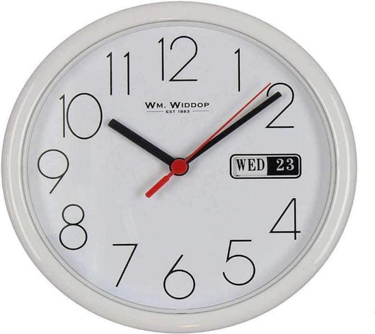 Widdop Day/Date Wall Clock-White Case-Clock-AfiLiMa Essentials