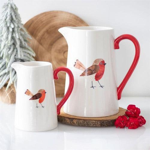 Winter Robin Ceramic Flower Jug-Flower Jug-AfiLiMa Essentials