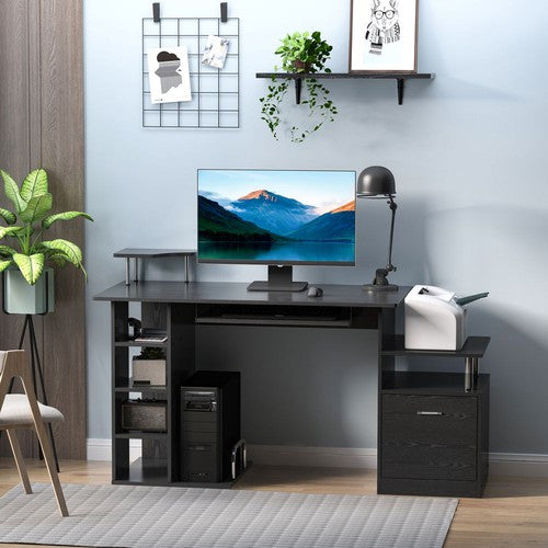Wood Computer Desk Drawer Shelf for Home Office-Computer Desk-HOMCOM-AfiLiMa Essentials