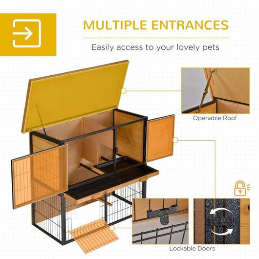 Wood metal Rabbit Hutch Elevated Pet House Outdoor-Small Animal Gage-AfiLiMa Essentials