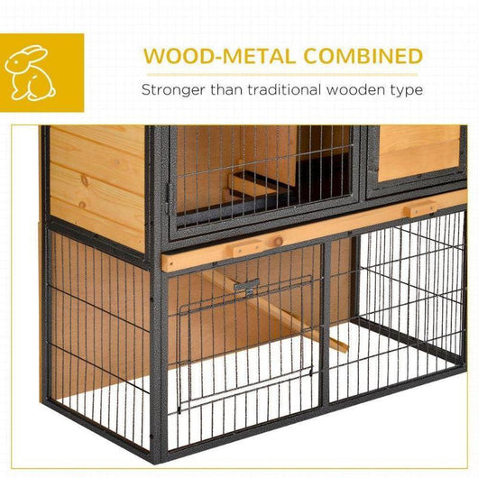 Wood metal Rabbit Hutch Elevated Pet House Outdoor-Small Animal Gage-AfiLiMa Essentials