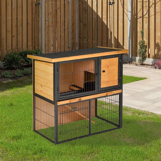 Wood metal Rabbit Hutch Elevated Pet House Outdoor-Small Animal Gage-AfiLiMa Essentials