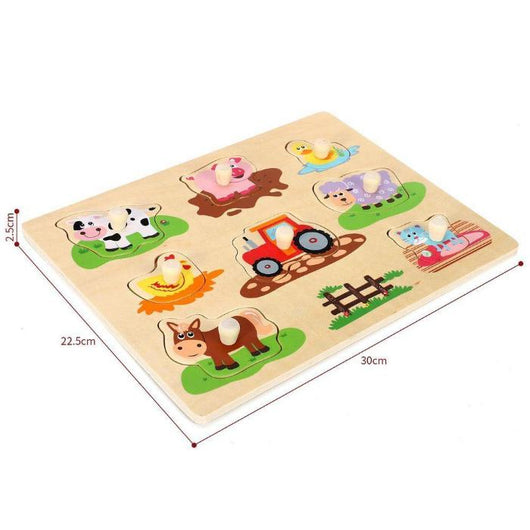 Wooden Farm Animal Peg Puzzle Montessori Board-Toy-AfiLiMa Essentials