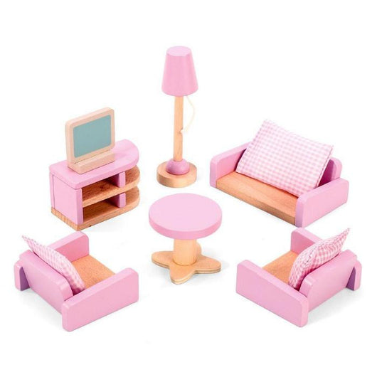 Wooden Living Room, Dining Room & Bathroom Playset: Pretend Play for Kids 3+-Toy-AfiLiMa Essentials